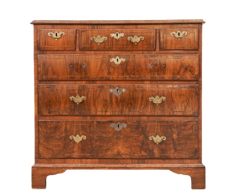 George II walnut inlaid chest of 2ebc5d