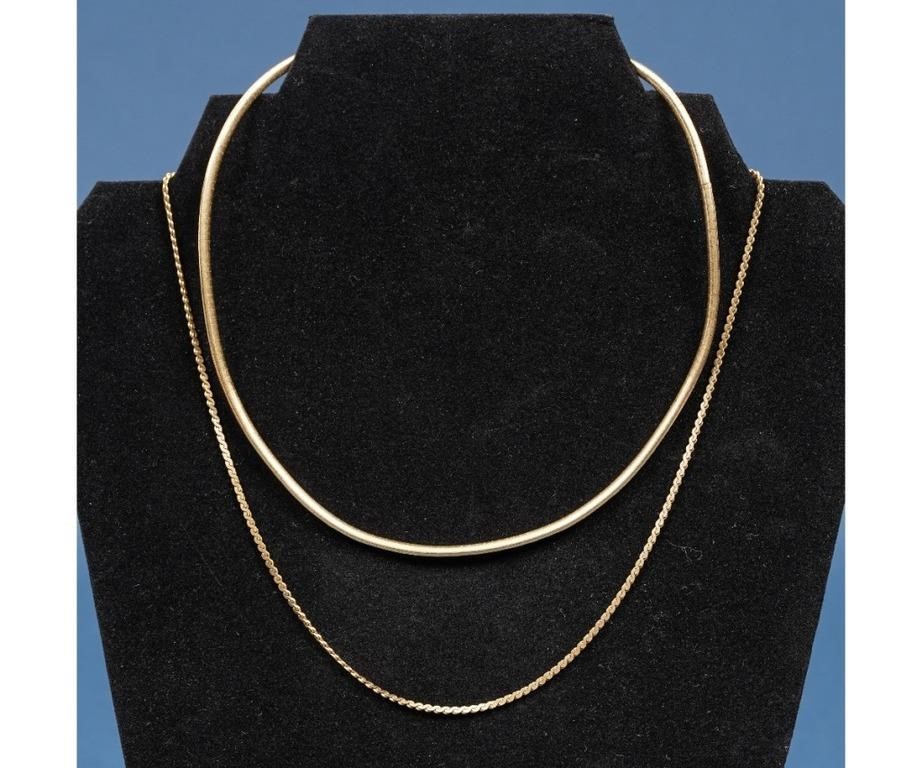 14k gold ladies necklace, 16.5"l;