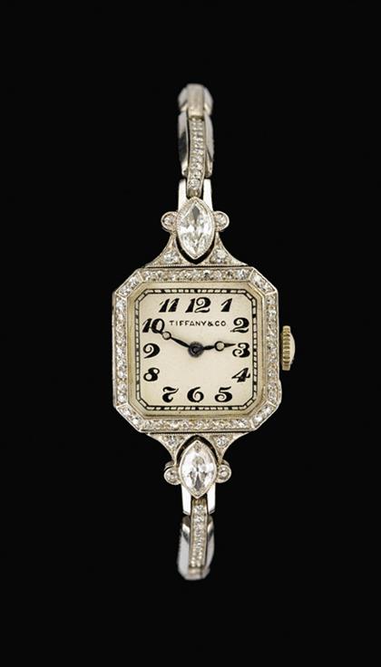 Ladys platinum and diamond wristwatch,