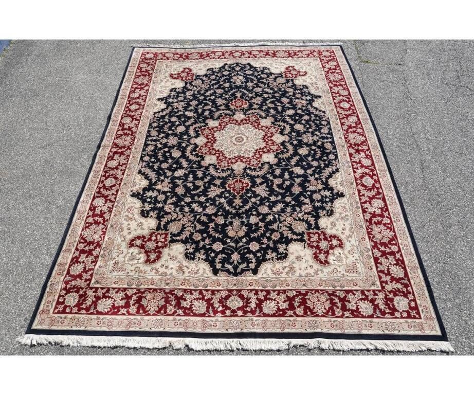 Room size Kashan carpet with blue