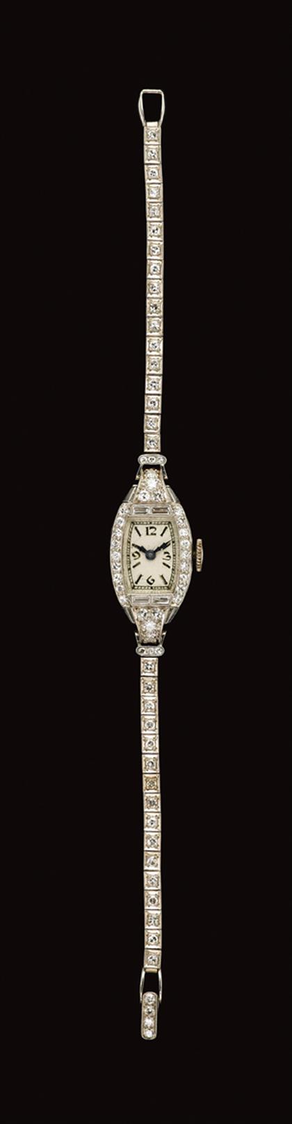 Lady's diamond and palladium wristwatch,