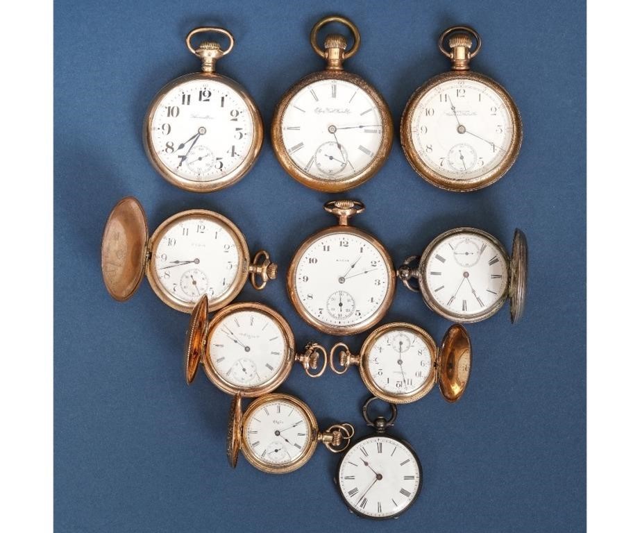 Eight gold filled pocket watches;