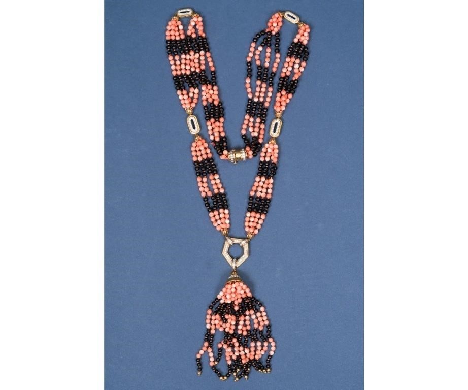 Four strand coral necklace interspersed 2ebcf3
