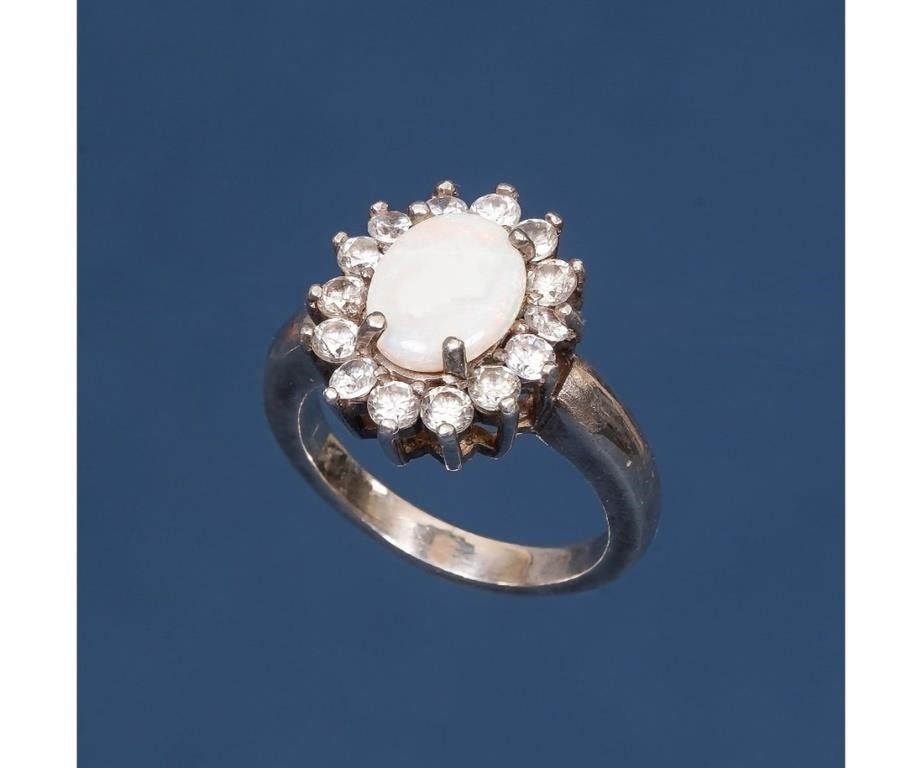 14k white gold opal ring surrounded 2ebcf8