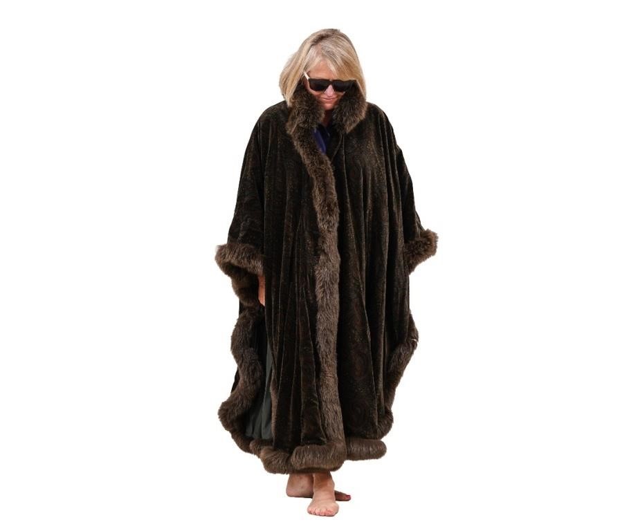 Paisley velvet evening cape with