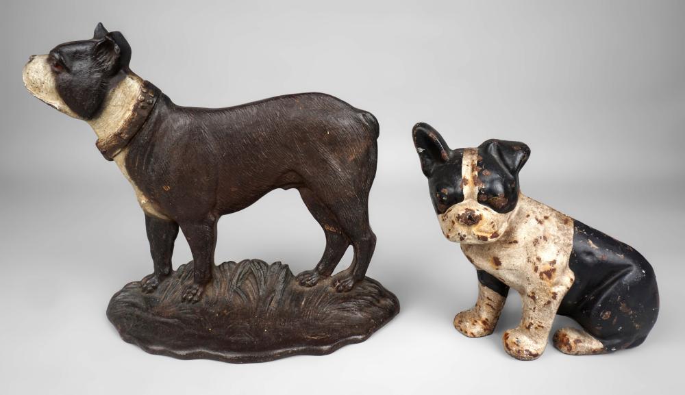 TWO CAST IRON BOSTON TERRIER DOORSTOPS 2ebe70