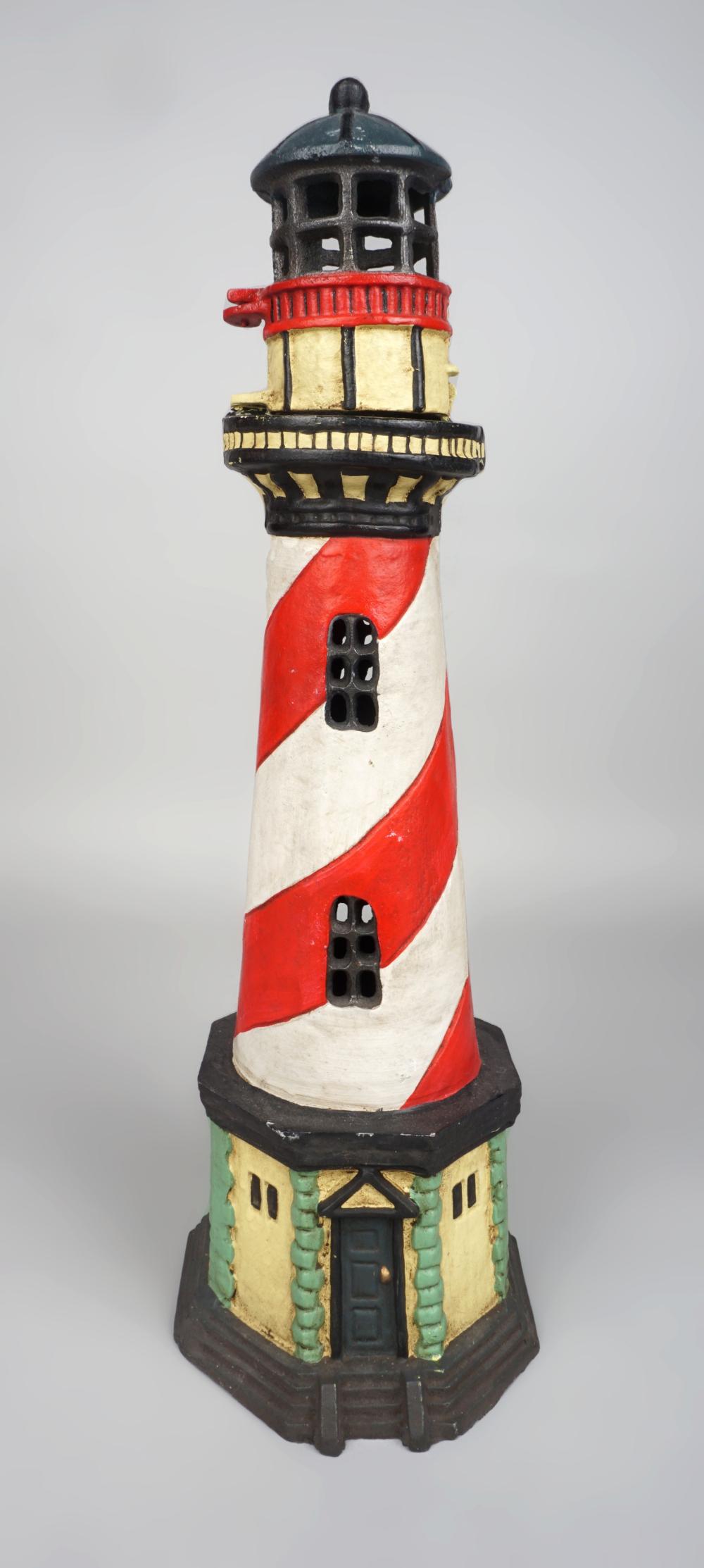 RED AND WHITE CAST IRON LIGHTHOUSE 2ebe96