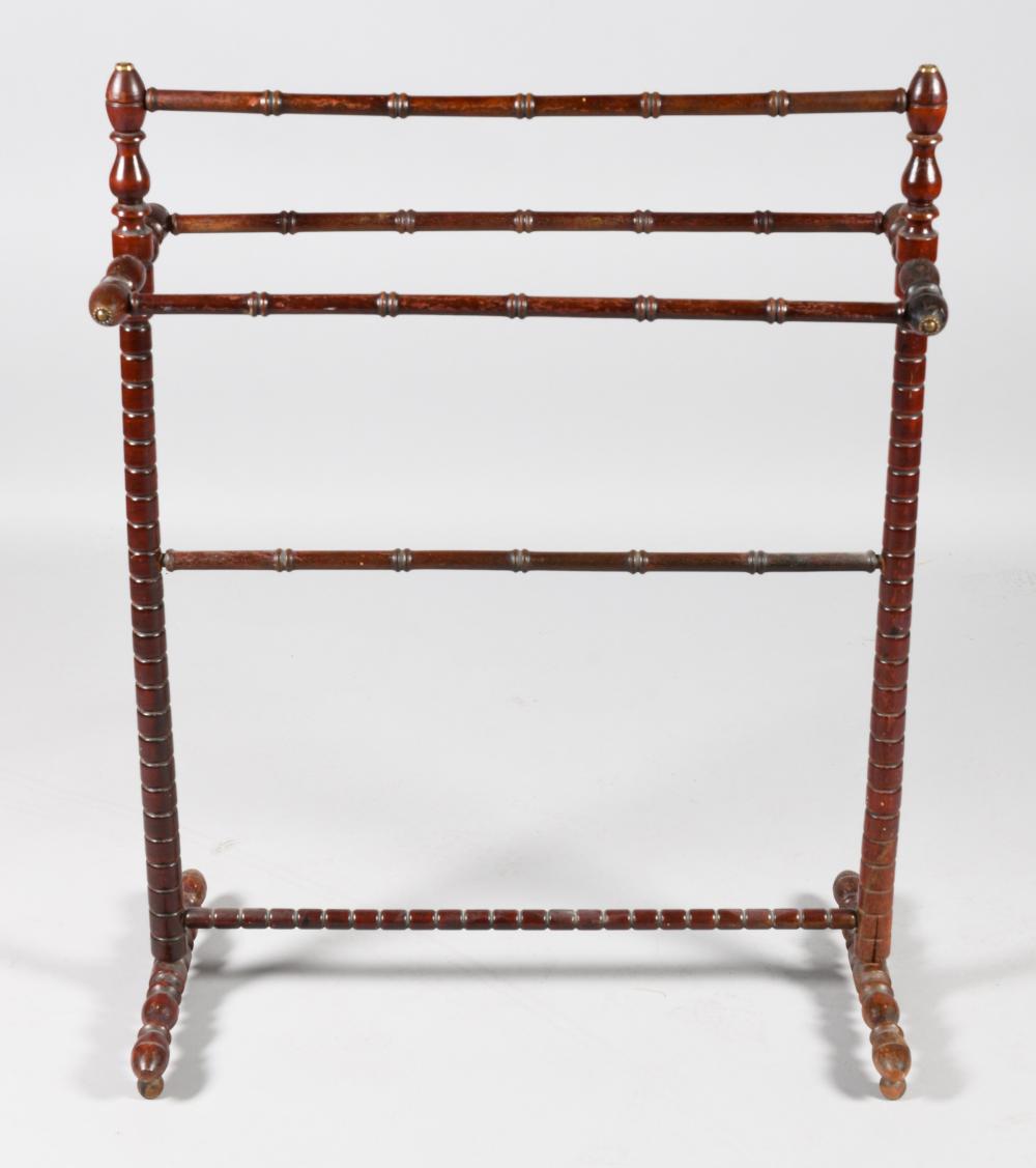 VICTORIAN WALNUT TOWEL RACK, 19TH