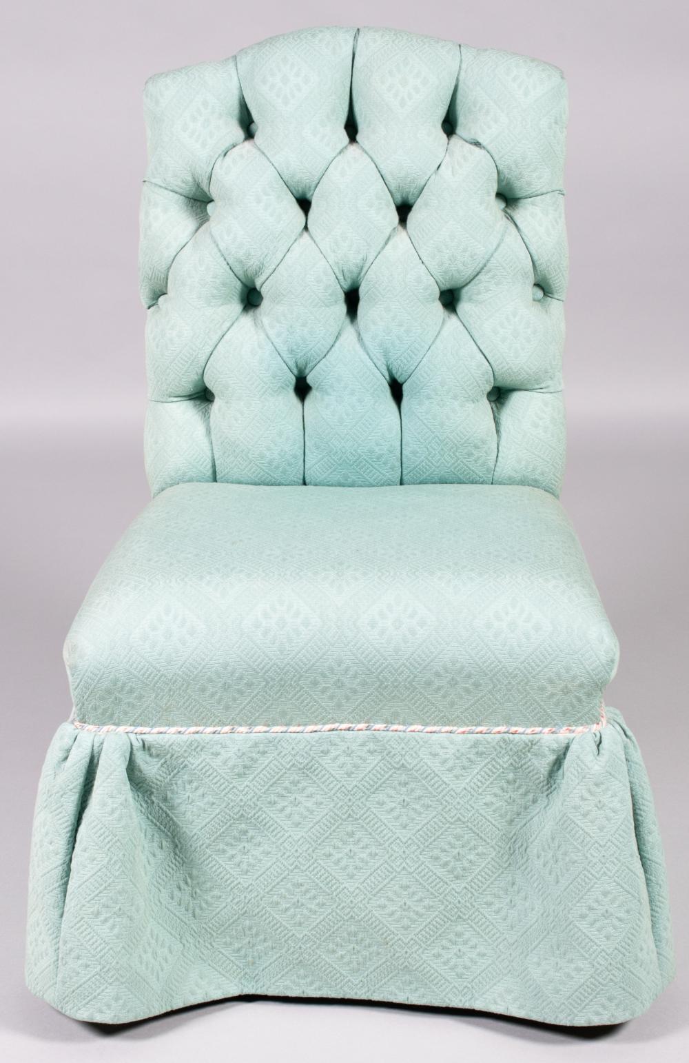 TWO UPHOLSTERED SLIPPER CHAIRSTWO