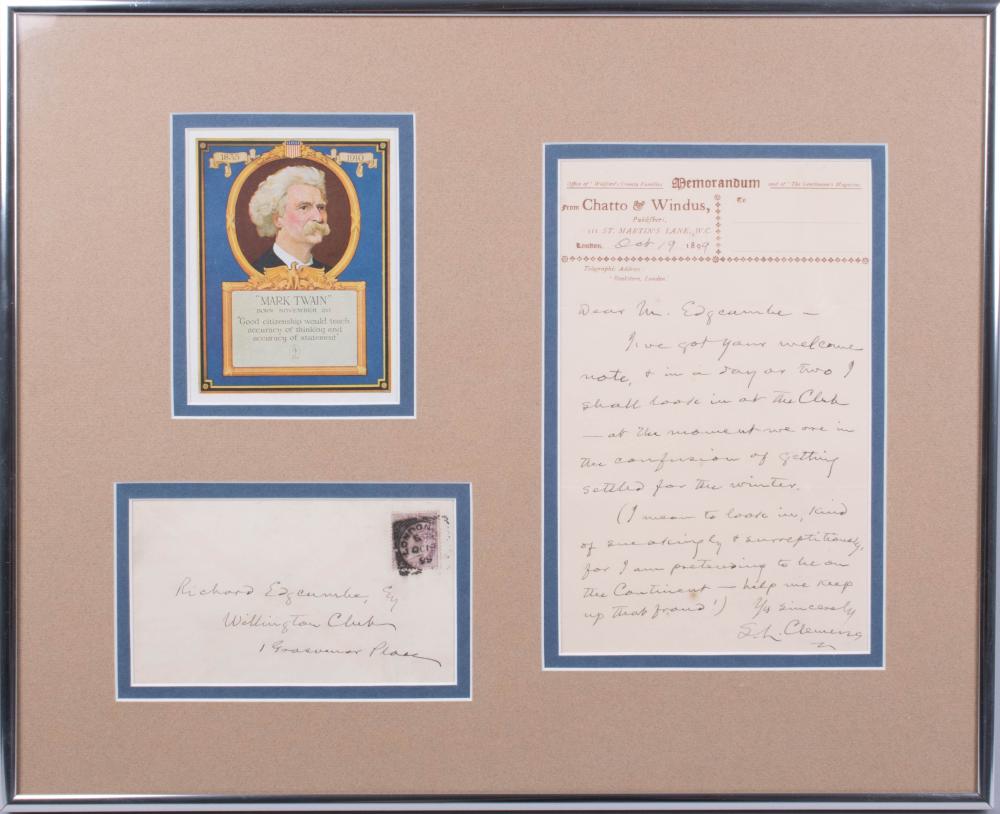 MARK TWAIN. AUTOGRAPH LETTER SIGNED