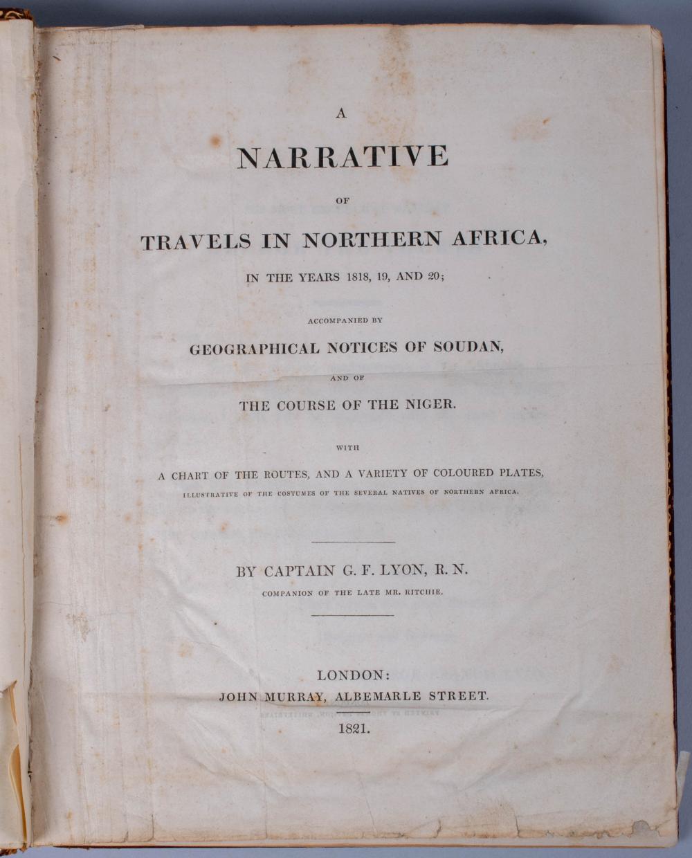 G.F. LYON. A NARRATIVE OF TRAVELS