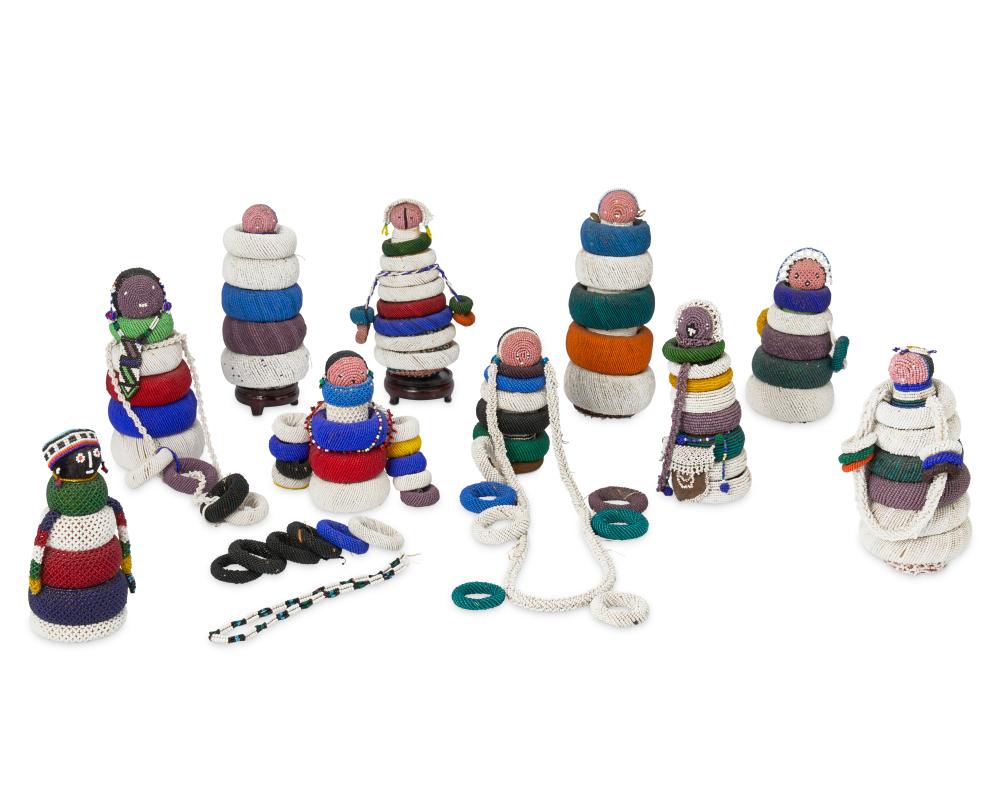 A GROUP OF NDEBELE BEADED FERTILITY