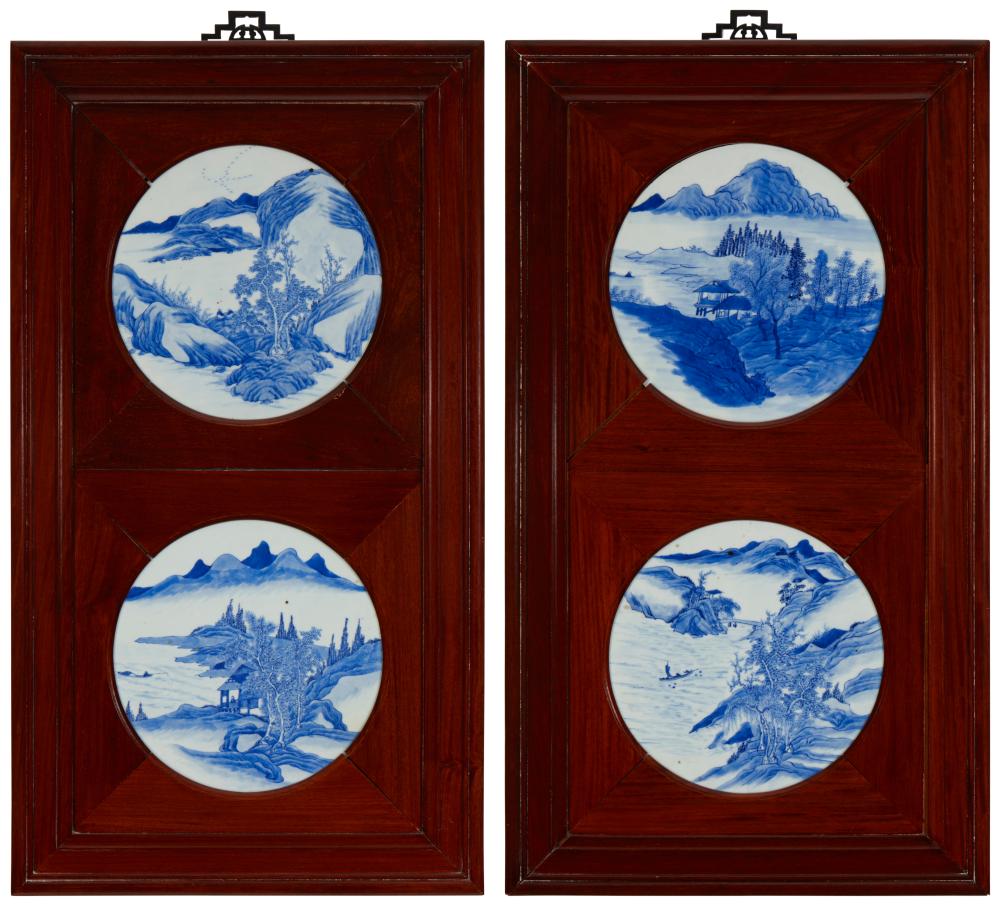 A PAIR OF FRAMED CHINESE BLUE AND 2ee8a2