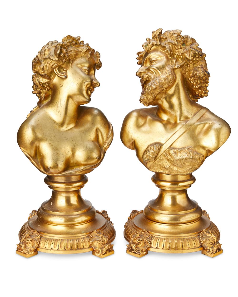 A PAIR OF GILT-BRONZE OPPOSING