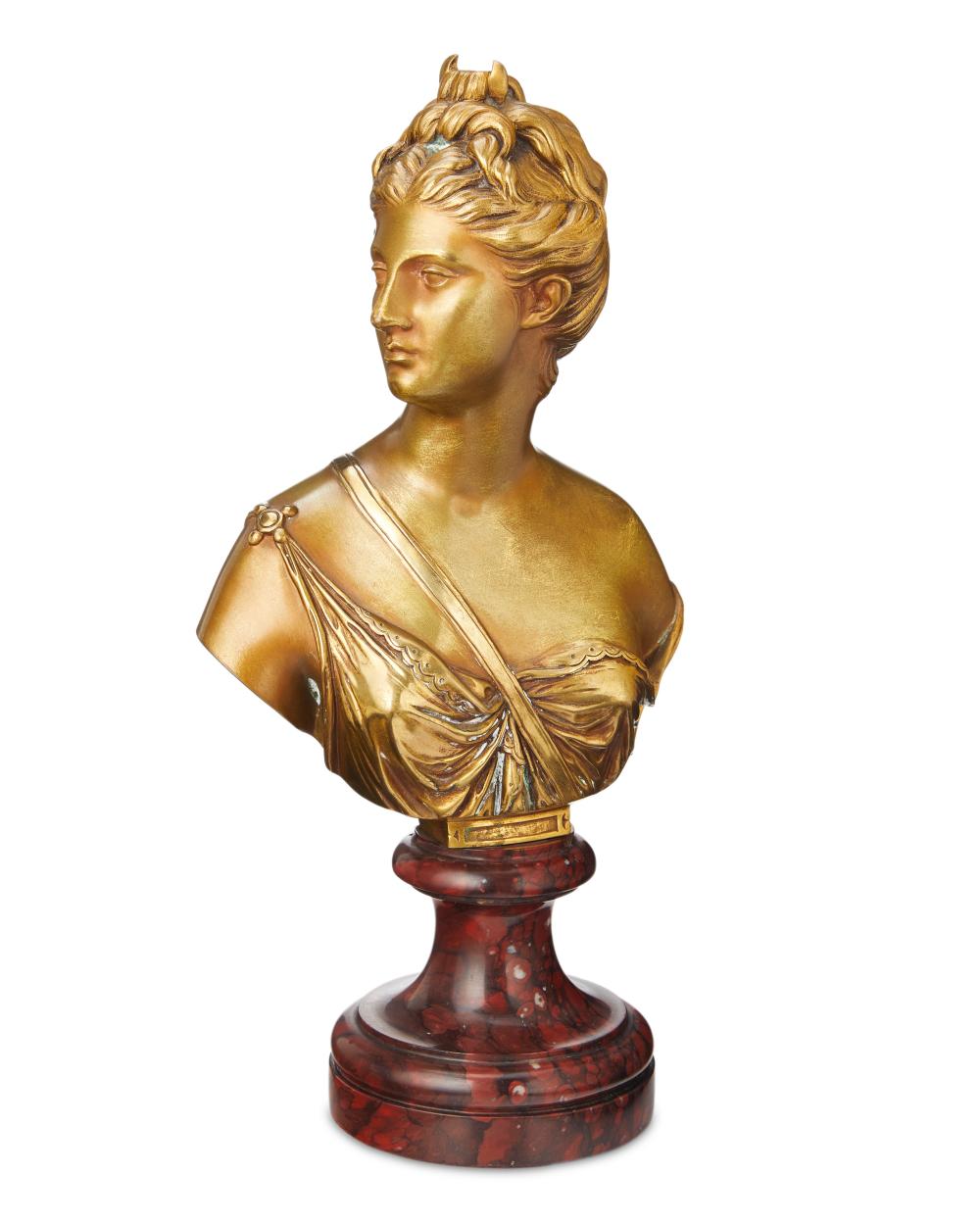 A GILT BRONZE BUST AFTER JEAN ANTOINE 2ee8cd