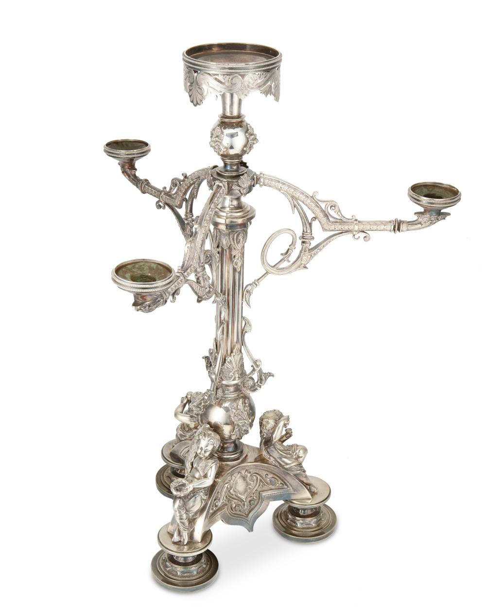 A SILVER PLATED EPERGNE CANDELABRUMA 2ee8d7