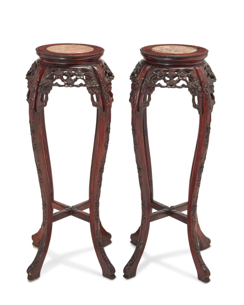 A PAIR OF CHINESE CARVED WOOD LAMP