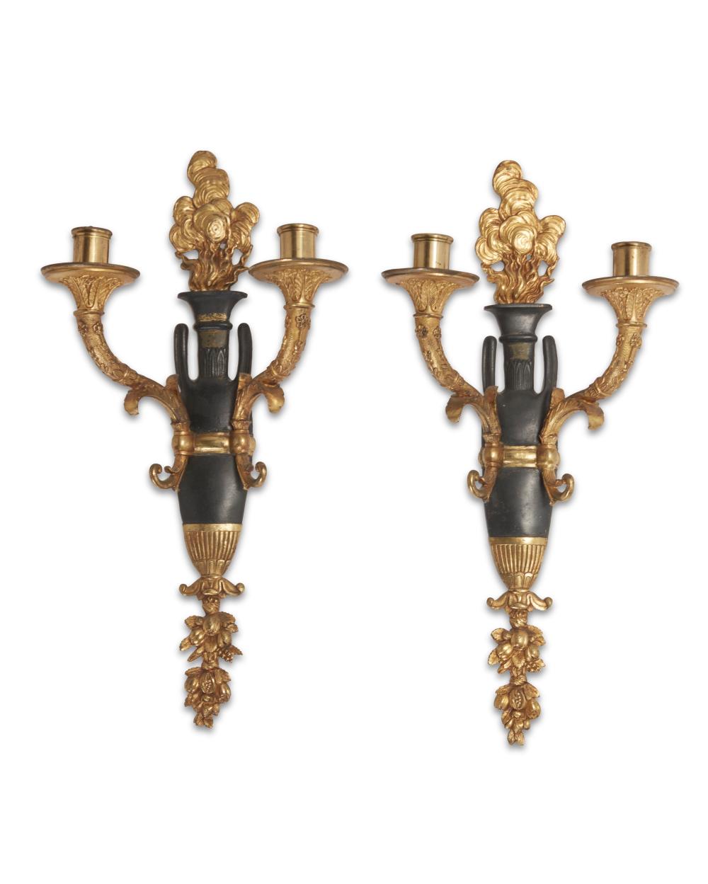 A PAIR OF FRENCH EMPIRE-STYLE GILT-BRASS