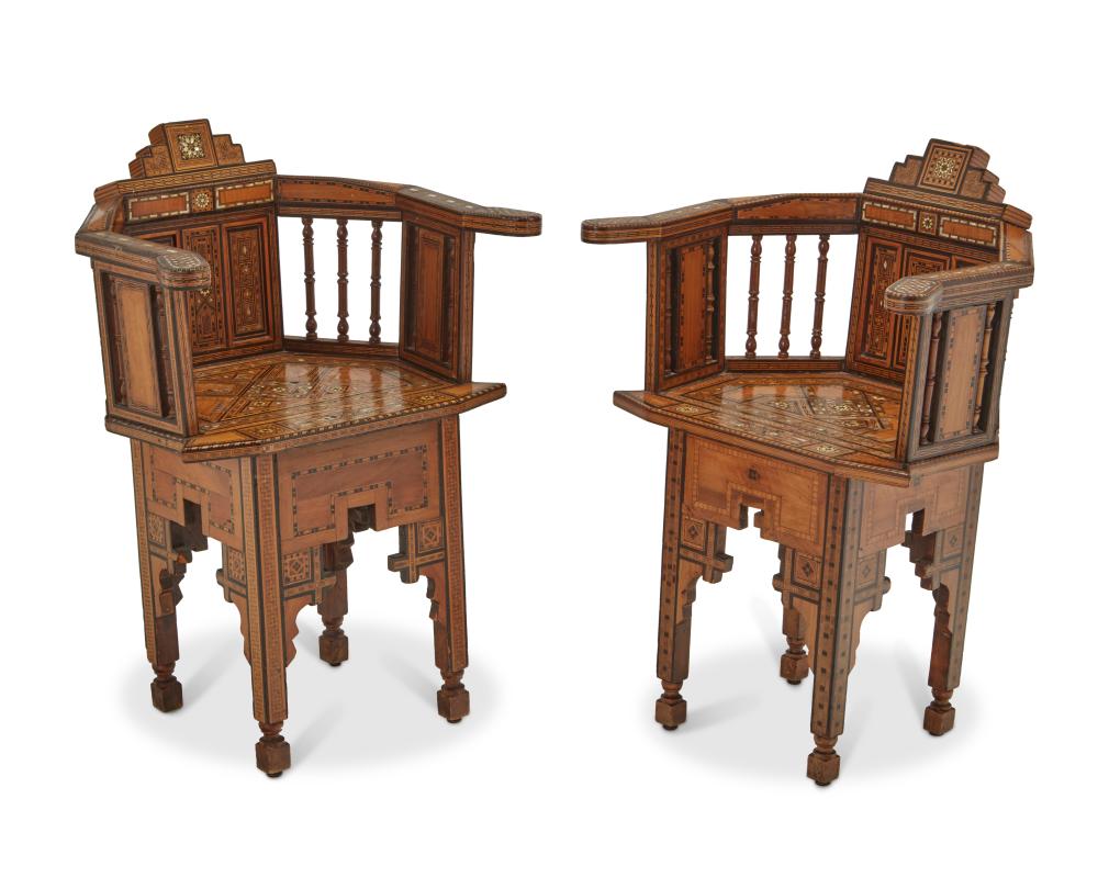 A PAIR OF SYRIAN INLAID CHAIRSA