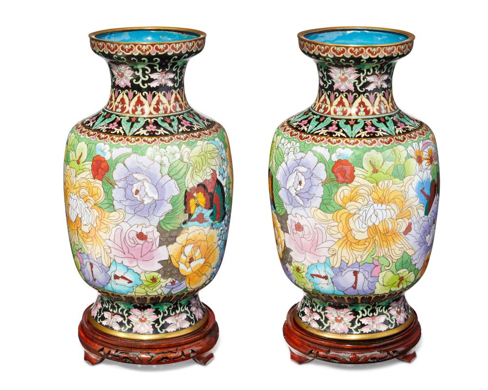 A PAIR OF CHINESE CLOISONN FLORAL 2ee9b7