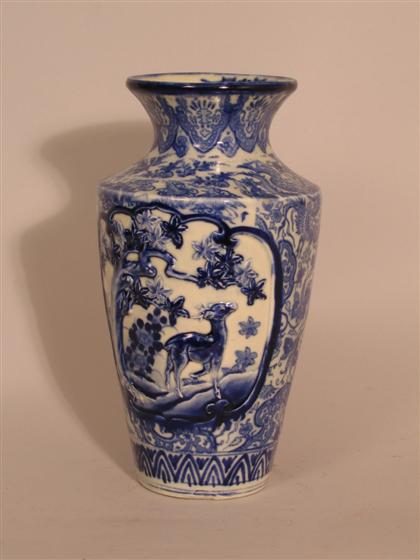 Japanese blue and white molded vase