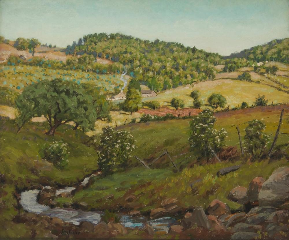 BEN FOSTER 1852 1926 HILLY LANDSCAPE 2ee9df