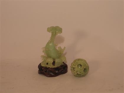 Carved Jade Carp and Puzzle Ball   