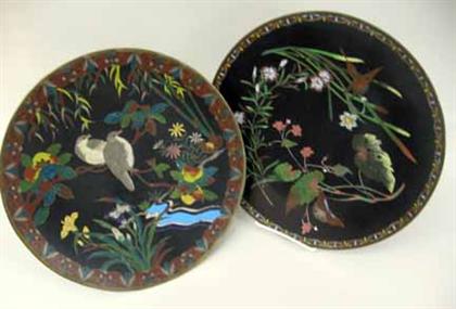 Pair of cloisonne chargers    late