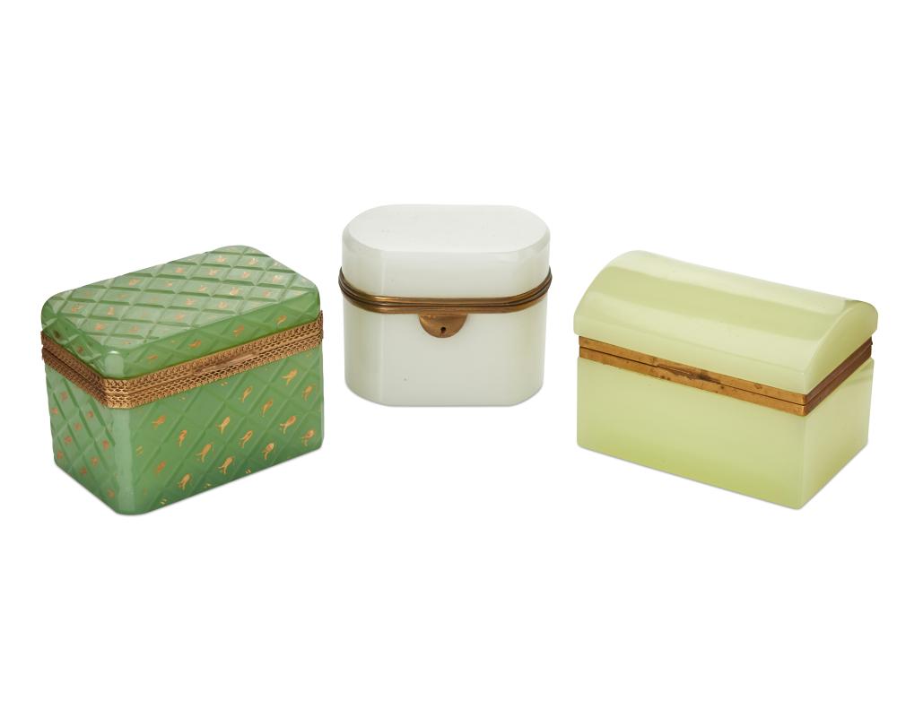 THREE FRENCH OPALINE GLASS CASKET