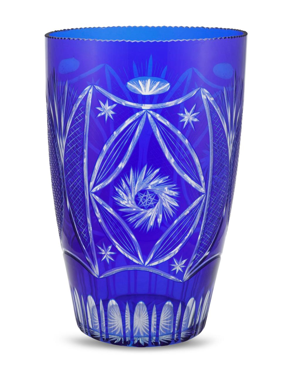 A LARGE BOHEMIAN COBALT CUT GLASS 2eed1c