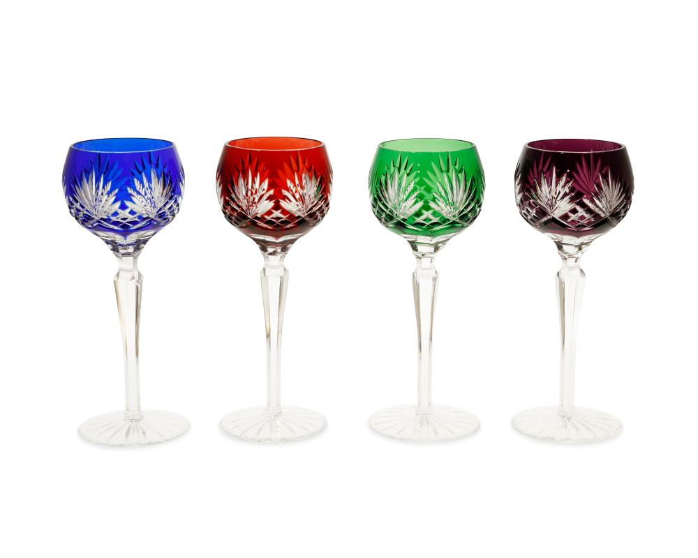 A SET OF BOHEMIAN-STYLE CUT GLASS STEMWAREA