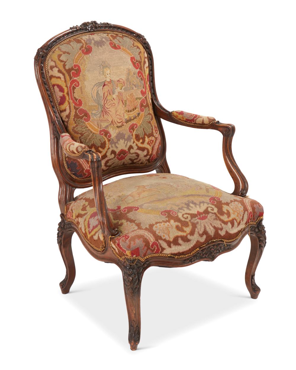 A FRENCH LOUIS XV STYLE FAUTEUIL 2eed18