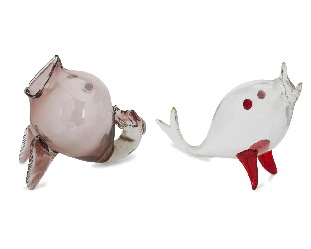 TWO BLENKO GLASS FISH FIGURESTwo