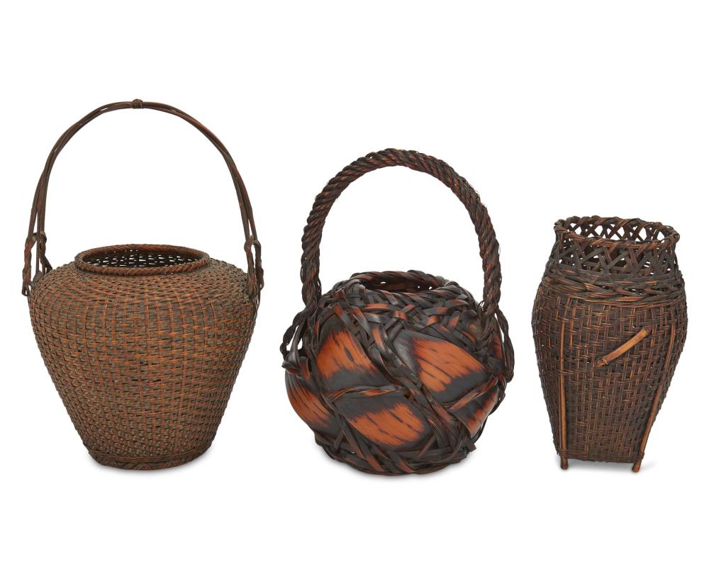 THREE JAPANESE IKEBANA BASKETSThree