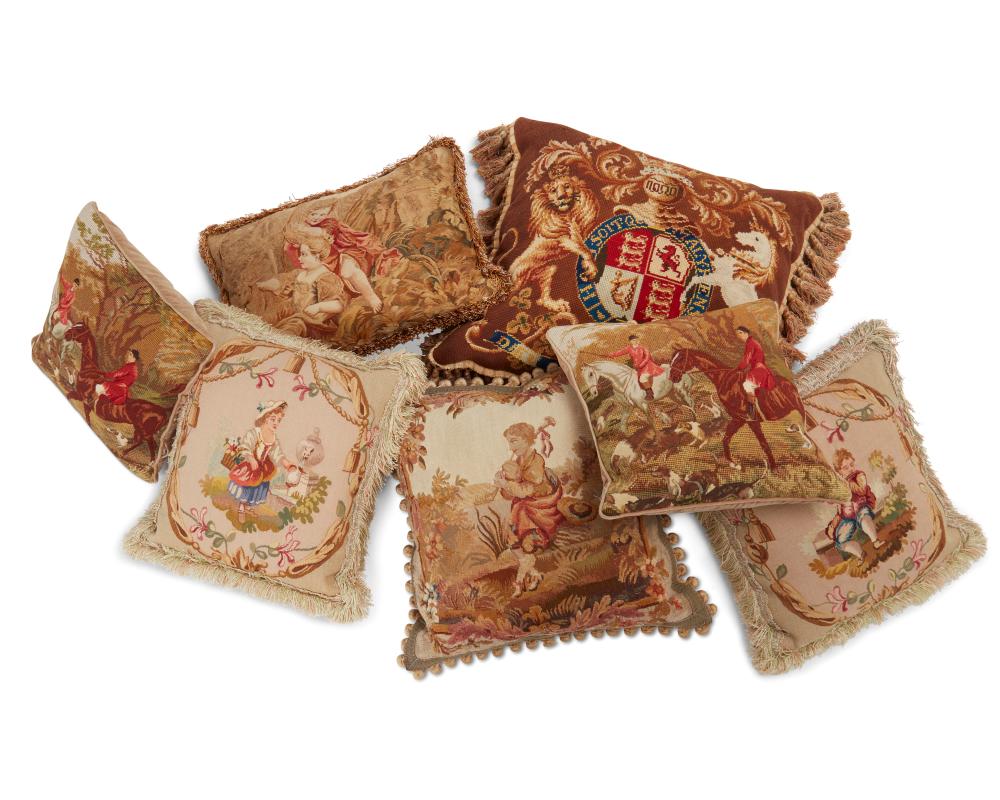 A GROUP OF TAPESTRY AND PETIT POINT