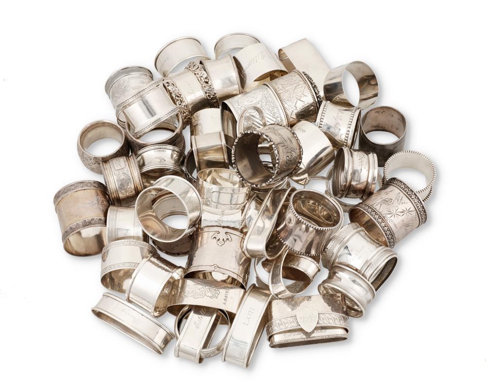 A GROUP OF SILVER NAPKIN RINGSA