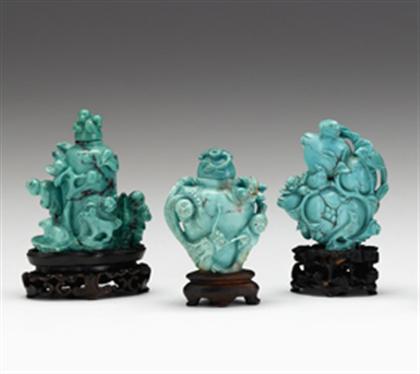 Three Chinese turquoise carvings