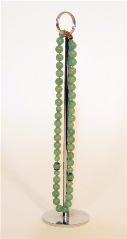 Chinese jadeite bead and silver necklace