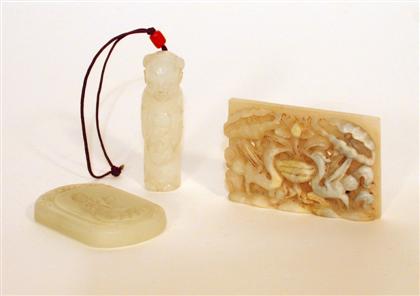 Three Chinese white jade items 4b199