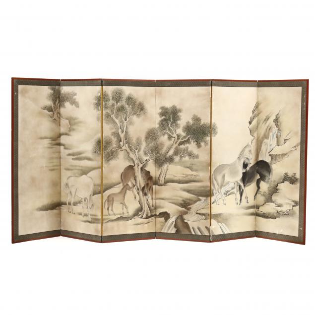 A JAPANESE SIX PANEL FOLDING SCREEN 2ef0e5