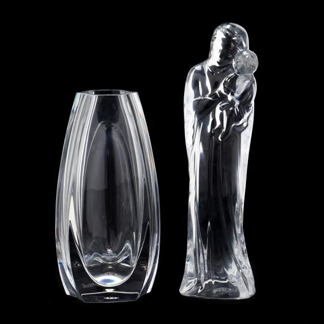 BACCARAT CRYSTAL VASE AND MADONNA