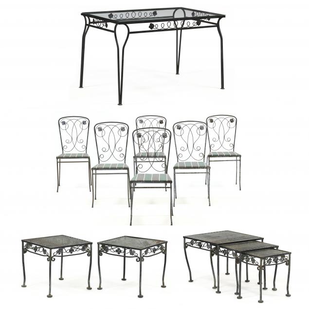 VINTAGE IRON PATIO TABLES AND CHAIRS