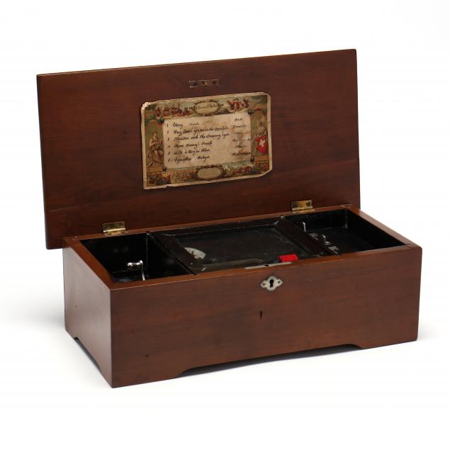 SIX TUNE SWISS MUSIC BOX 19th century,