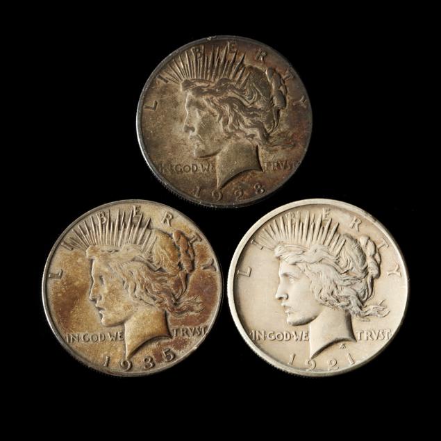 THREE SIGNIFICANT PEACE DOLLARS,