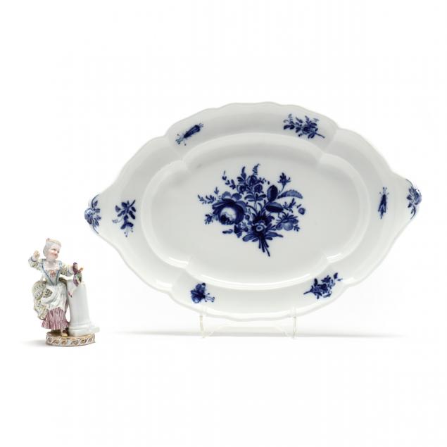 MEISSEN PORCELAIN FIGURE AND PLATTER 2ef1cb