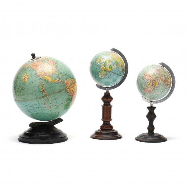 THREE VINTAGE TERRESTRIAL TABLE GLOBES,