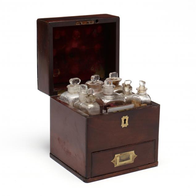 BRASS MOUNTED CASED TRAVELING APOTHECARY