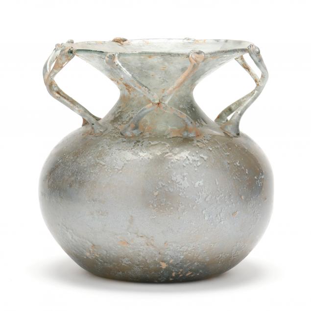 LARGE ROMAN STYLE GLASS VASE WITH