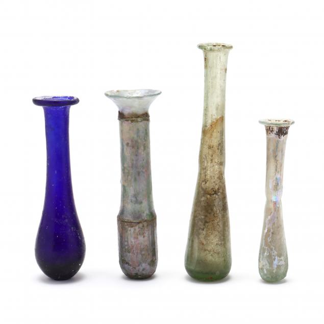 FOUR ROMAN STYLE GLASS VIALS The
