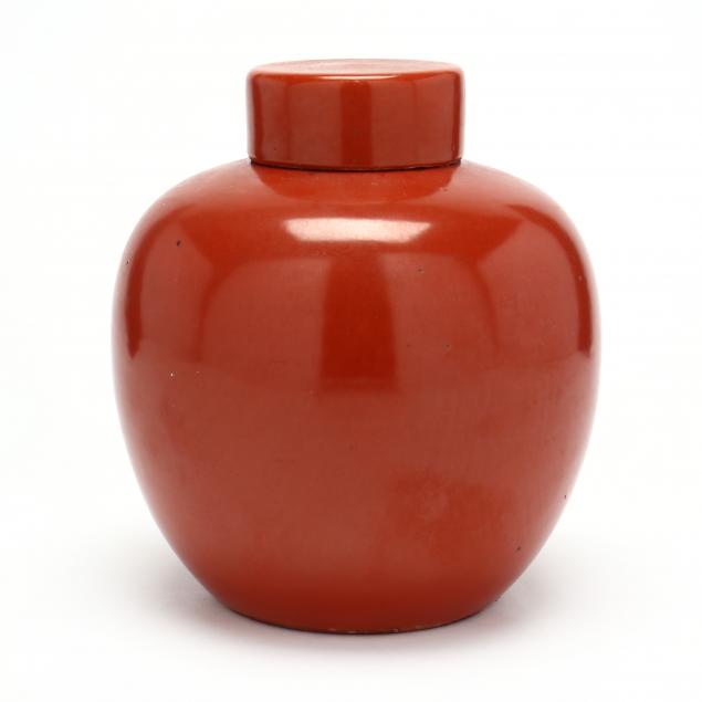 A CHINESE CORAL RED GINGER JAR 2ef2d0